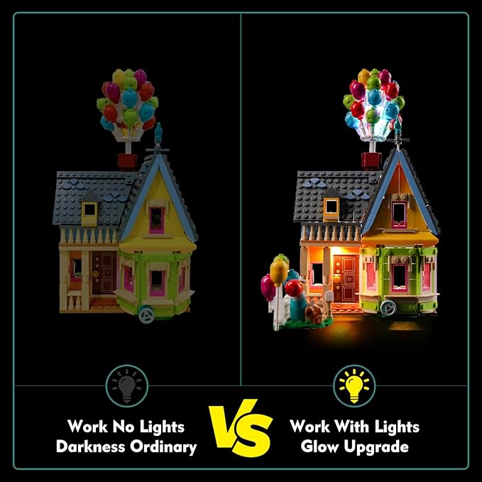 VONADO LED Light Kit Compatible with Lego 43217 Up House (NO Model), Sensing Colorful Lighting Compatible with Lego 43217 Building Toy Set (ONLY Lights)