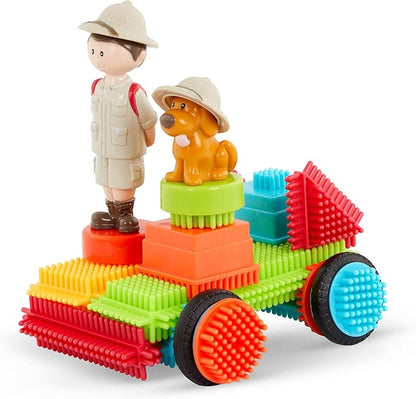 Battat- Bristle Blocks- STEM Interlocking Building Blocks- 85 pc Playset- Reusable Carry Case- Developmental Toys for Toddlers & Kids- Safari Adventure Carrying Case- 2 Years +