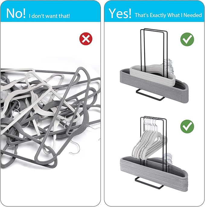 Hanger Organizer Stacker,Hanger Storage Rack Holds Up to 58 Velvet Hangers for Closet & Laundry Room,Portable Hanger Holder Keeps Adult & Children's Hangers Neat & Tidy