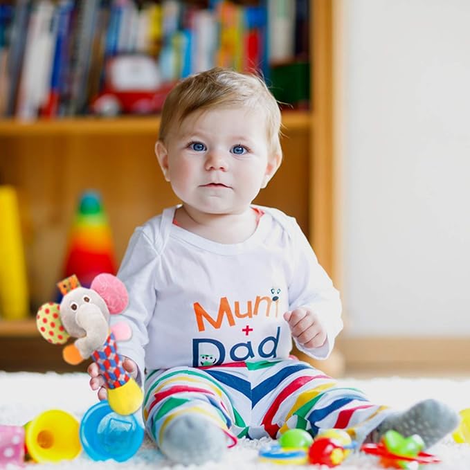 Bloobloomax Wrist Rattles Foot Finder Rattle Sock Baby Toy, Rattle Toy, Arm Hand Bracelet Rattle, Feet Leg Ankle Socks, Activity Rattle Present Gift for Newborn Infant Babies Boy Girl (5pcs-D)