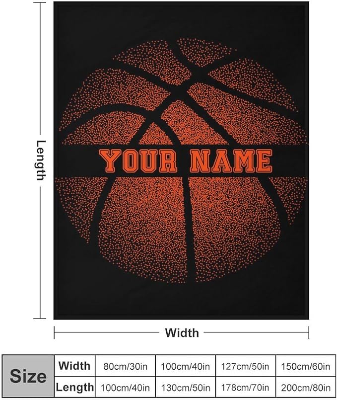 Custom Basketball Blanket - Soft Flannel Sports Basketball Blankets for Teens Adults Women Men Basketball Lovers - Warm Basketball Throw Blankets for All Season Lap, Chair, Sofa, Couch, Bed - 80"x60"
