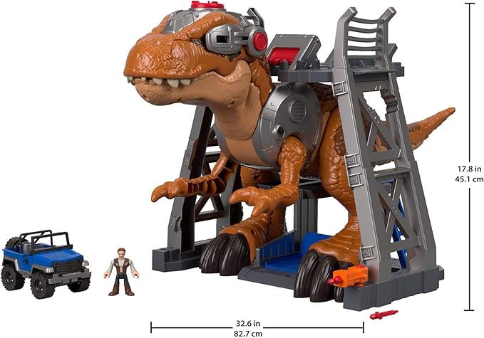 Fisher-Price Imaginext Jurassic World Dinosaur Toy, T. rex with Lights & Owen Grady Figure, Preschool Kids Ages 3+ Years (Amazon Exclusive)
