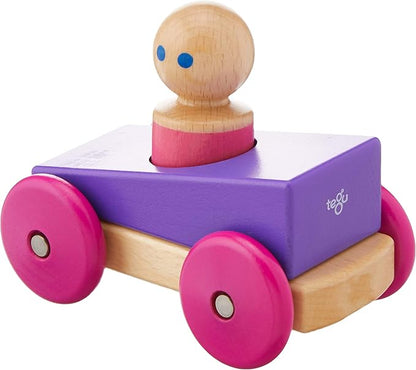 3 Piece Tegu Magnetic Racer Building Block Set, Purple