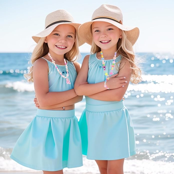 PinkSheep Toddler Jewelry Kids Jewelry Kids Necklace Choker and Bracelet 3 Pack 9pcs, Little Girls Jewelry In Box, Flower Girl Gift Kids Girls Accessories