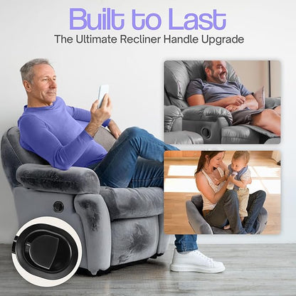Recliner Handle Replacement, Couch Recliner Pull Handle, Recliner Replacement Parts, and Reclining Chair Lever, Made of Heavy-Duty Metal, Fit for Lazy Boy and Most Major Reclining Sofa (Pack 2)