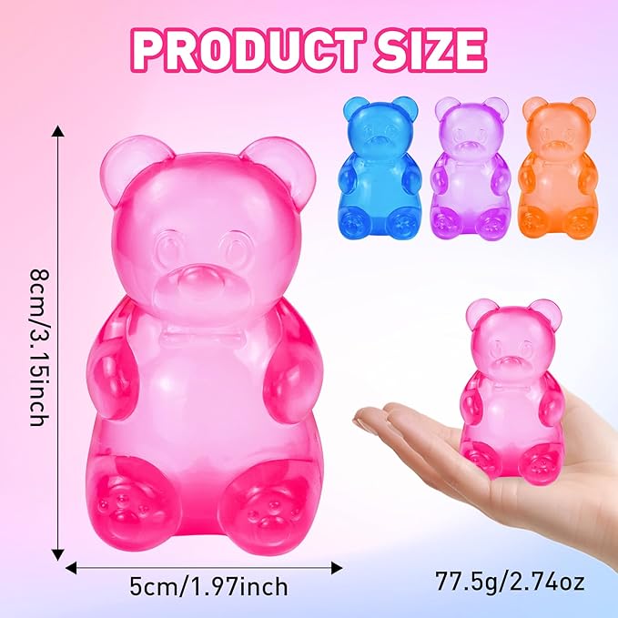 Stress Bear Taba Squishy Balls, Bear Toy Taba Squishy Toys for Kids Stress Relief Squeeze Balls for Valentines Day Gifts Birthday Gifts Party Favors-Rosy