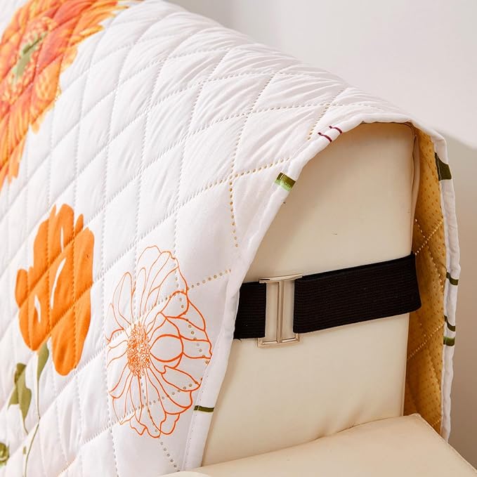 EVENHUG Loveseat Sofa Cover Sunflower Sofa Slipcover Washable Couch Cover 2 Cushion Sofa Furniture Protector Cover with Elastic Straps for Pets Kids Dog Cat (Loveseat,Orange)