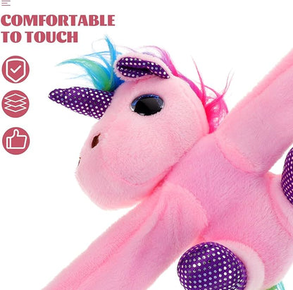 Abaodam Animal Slap Bracelet Unicorn Slap Bracelet Plush Stuffed Animal Hugger Snap Wrist Band for Kids Birthday Party Toy