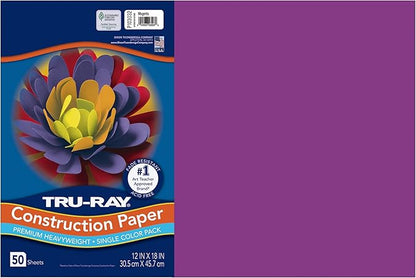 Pacon 103032 Tru-Ray Construction Paper, 76 lbs., 12 x 18, Magenta, 50 Sheets/Pack