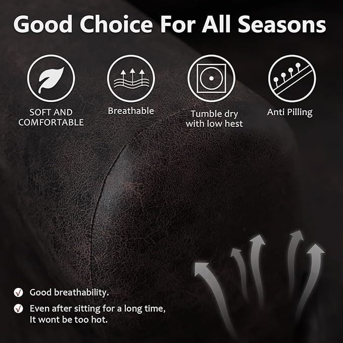 molasofa Recliner Chair Covers - 4 Pieces Leather Like Large Recliner Chair Covers with Pocket Waterproof Non Slip Stretch Recliner Slipcover for Lazy Boy Recliner Chair Washable (Chocolate)