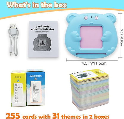MAYAPHILOS 510 Words English and Korean Talking Flash Cards for Toddlers Bilingual, Educational Toy for Toddlers, Korean Language Learning Toys Pocket Speech for Toddlers