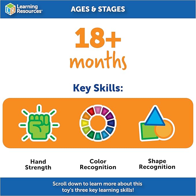 Learning Resources Spike The Fine Motor Hedgehog Puzzle Playmate - 11 Pieces,Ages 18+ Months Fine Motor Game, Color and Shape Recognition Toddler Montessori Toys