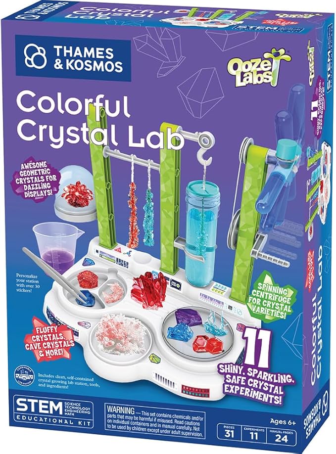 Thames & Kosmos Ooze Labs Colorful Crystal Lab STEM Experiment Kit & Lab Setup | Awesome Geometric Crystals, Dazzling Displays, with 11 Shiny, Sparkly, Safe Experiments | Stickers to Decorate Your Lab