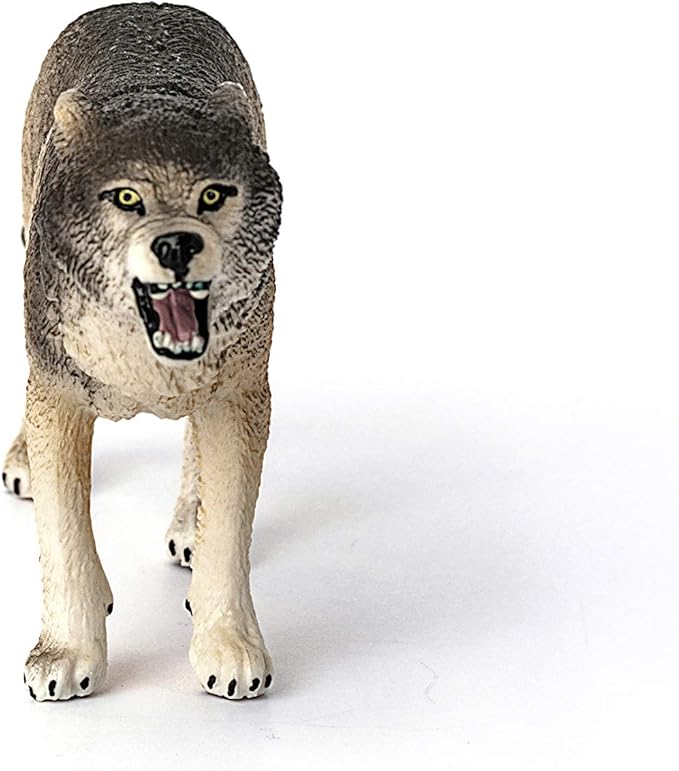 Schleich Wild Life Realistic Prowling Gray Wolf Figurine - Durable North American Forest Animal Figure for Kids, Perfect Toy for Fun and Imaginative Adventures, Gift for Boys and Girls Ages 3+