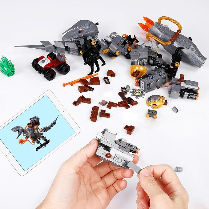 ENJBRICK Dinosaur Building Set for Boys 8-14 Years,Dino Toy for Boys and Girls, with Truck,Baby Dino for Movie Fans Birthday Gifts