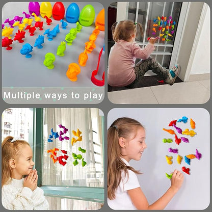 Easter Eggs Counting Dinosaur Egg Toys Matching Games with Sorting Bowls Preschool Learning Activities for Math Color Sorting Educational Sensory STEM Toy for Kids Boys Girls Aged 3+ Years Christmas