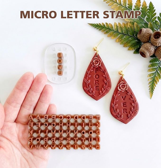 Letter Stamps for Clay, Alphabet Number Pottery Stamp Set Ceramic Polymer Clay Tools Small Press Fondant Embosser Letter Stamps DIY Cookie Cutters
