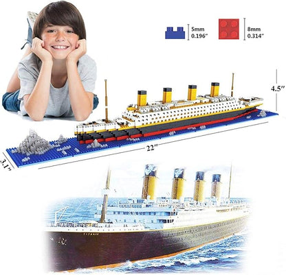 Titanic Ship Model Building Block Set, 3D Puzzle Sets DIY Educational Toys, Bricks Toy, with 1860Pcs Micro Mini Blocks, Ideal Gift for Kids and Adults