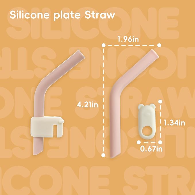 8PCS Baby Feeding Set,Silicone Baby Weaning Sets Baby Led Weaning Supplies Divided Plate Suction Bowl Cup with Straw Bib Feeder Spoons for 6+ Months (Yellow)