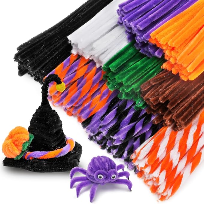 Eppingwin Pipe Cleaners, 150 PCS Chenille Stems, Halloween Pipe Cleaners for Crafs, Pipe Cleaners for Crafts, DIY