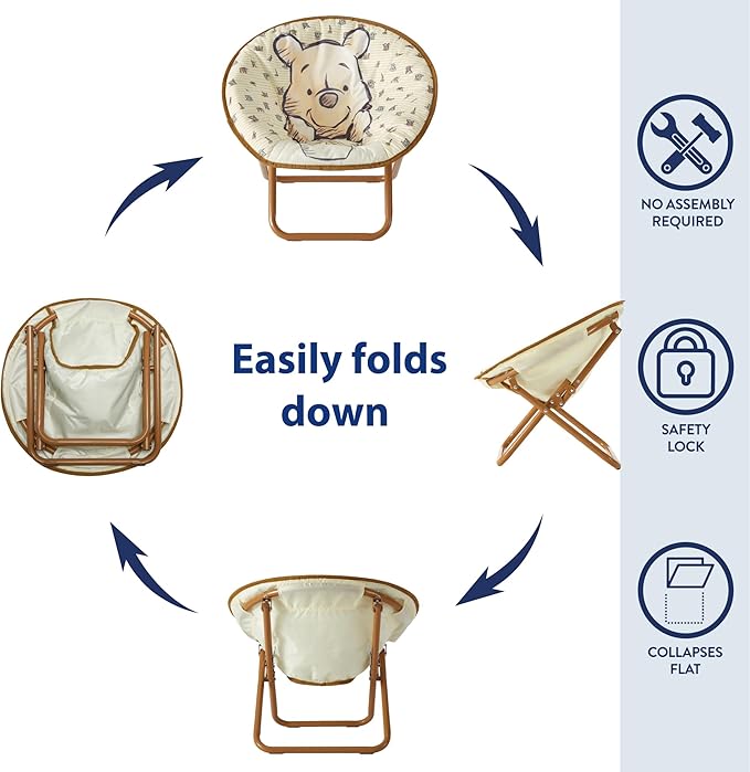 Idea Nuova Disney Winnie The Pooh Toddler 19" Folding Saucer™ Chair, Ages 3+
