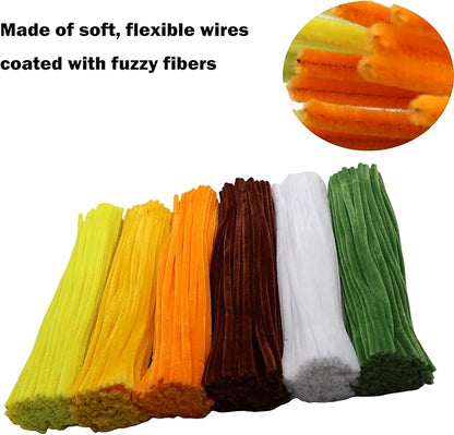 Swpohrat 600 Pcs Thick Craft Pipe Cleaners Bulk 6 Assorted Colors,12 Inch Chenille Stem Pipecleaner Kit for Craft Animals, Flowers Making,Creative DIY Decorations (Sunflower Color)