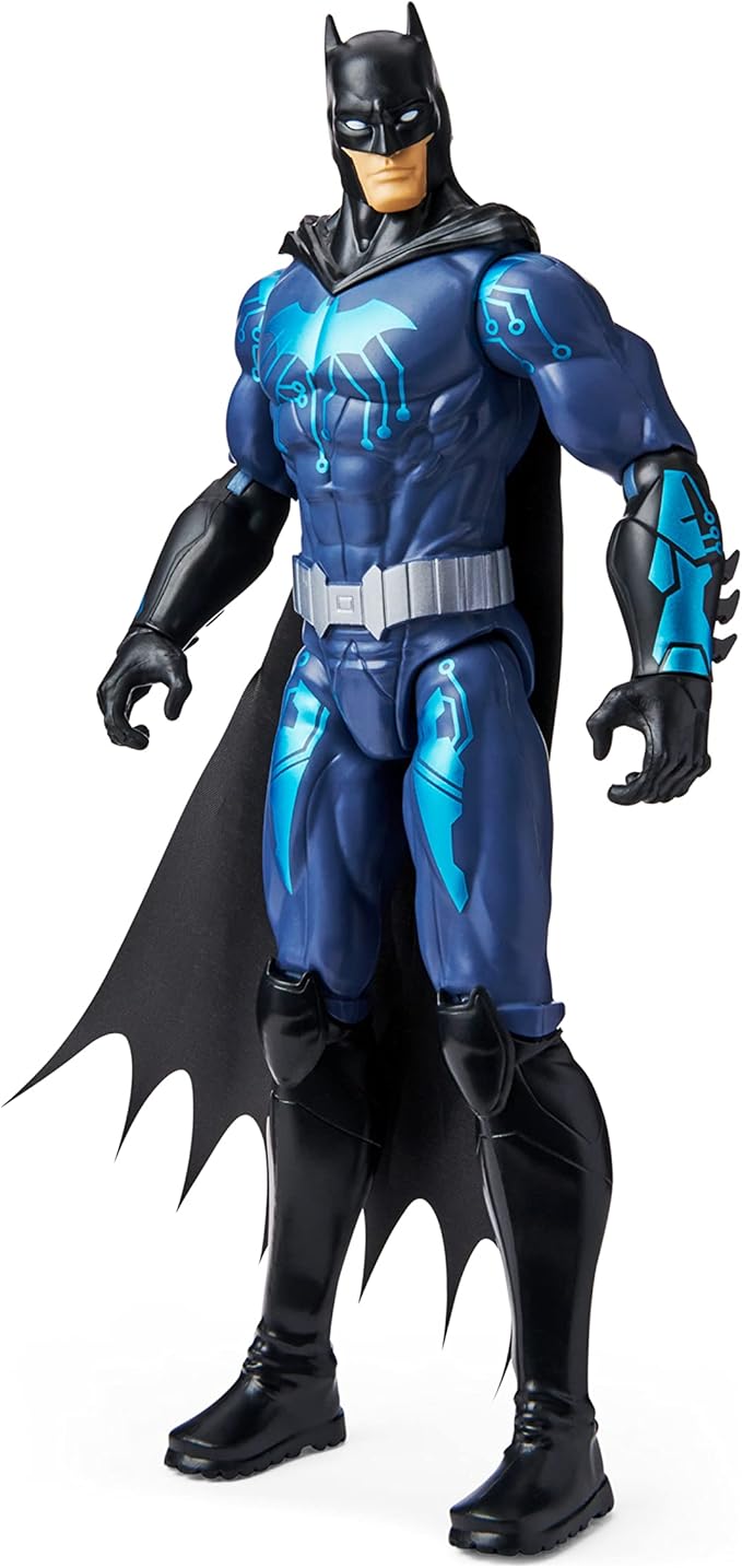 DC Comics Batman 12-inch Bat-Tech Batman Action Figure (Black/Blue Suit), Kids Toys for Boys Aged 3 and up