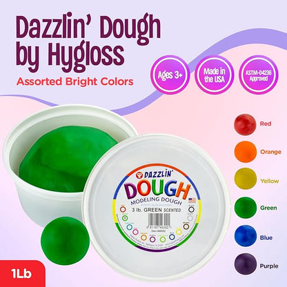 Hygloss Play Modeling Dough - Green Dough Scented - Safe & Non-Toxic for Kids Arts & Crafts - Party Favors - Classroom Supplies - 3lb