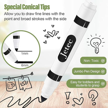 Janlaugh 144 Pcs Black Markers Bulk Washable Markers Set Broad Line Markers Broad Tip Classic Washable Markers for Kids, Teachers, Students, Party Favors, School Supplies, Donations