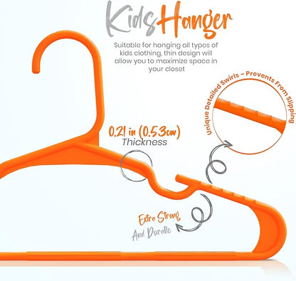 Utopia Home 20 Pack Kids Hangers - 11.5 Inch Plastic Baby Hangers for Closet - Childrens Hanger for Clothes & Infant Hanger for Closet - Ideal for Everyday Standard Use (Orange)