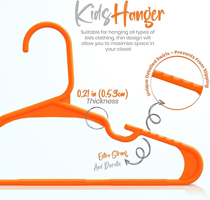 Utopia Home 40 Pack Kids Hangers - 11.5 Inch Plastic Baby Hangers for Closet - Childrens Hanger for Clothes & Infant Hanger for Closet - Ideal for Everyday Standard Use (Orange)