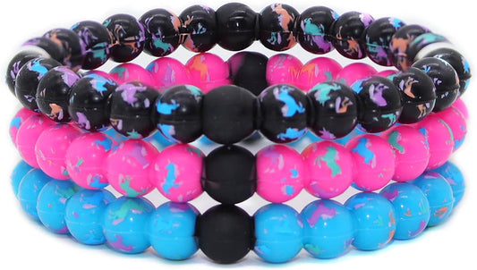FROG SAC 3 Unicorn Bracelets for Girls, Silicone Bubble Bracelet Pack for Kids, Unicorns Theme Birthday Party Favors and Goodie Bag Fillers for Little Girls, Blue Black Pink Unicorn Stocking Stuffers for Kids