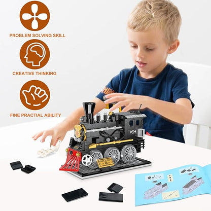 BRICK STORY Train Building Toys, Classic Steam Train, Creator Locomotive Model, Retro City Train Set, Creative Construction Brick for Kids Boys 6-12 261 Pieces