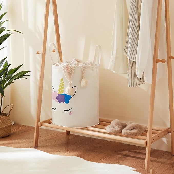 Large Storage Basket for Girls and Boys, Collapsible Laundry Hamper with Long Handles, Toy Bins for Nursery, Kids Room Décor