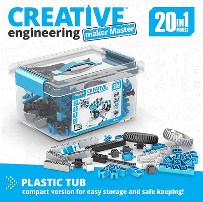Engino Toys Creative Engineering STEM Maker Master 20-Model Set, Think and Build in 3D Space, Activities and Experiments, African Safari, Jupiter, Saturn, Home Learning, for Ages 7+