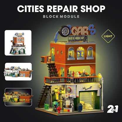 City Car Repair Shop Building Set Compatible with Lego for Adults, Architecture Building House Kit for Boys and Girls 8-14 Years 1637 pcs