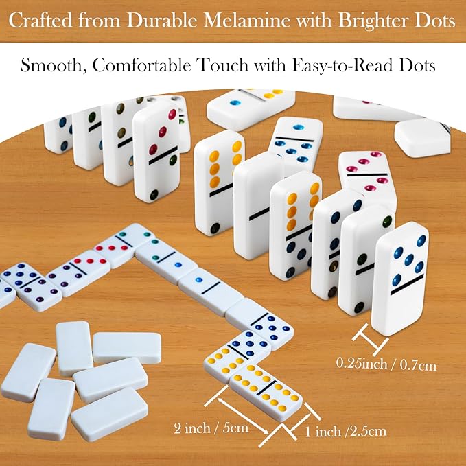 4 Players Games, Mexican Train Dominoes Set with 4 Wooden Racks, 91 Tiles, Portable Case, Double 12 Dominos Set for Adults, Board Game for Adults, Easter Basket Stuffers, Easter Gifts for Men Women