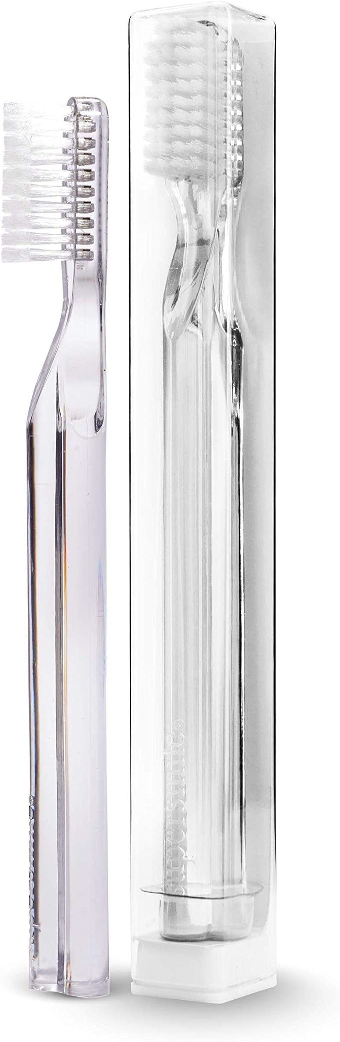 Supersmile New Generation Toothbrush w/Patented 45° Soft Nylon Bristles - Whitening Tooth Brush w/Ergonomic Handle Guarantees ADA Recommended Brushing Angle for Adults & Children (Clear),1 Count