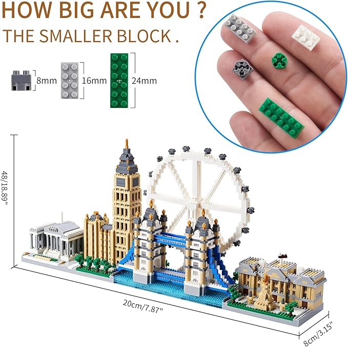 Micro Building Blocks, Architecture Model London Skyline Collection Micro Mini Blocks Set, Gift for Adults (3430 PCS)