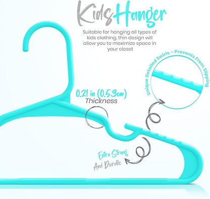 Utopia Home 40 Pack Kids Hangers - 11.5 Inch Plastic Baby Hangers for Closet - Childrens Hanger for Clothes & Infant Hanger for Closet - Ideal for Everyday Standard Use (Teal)