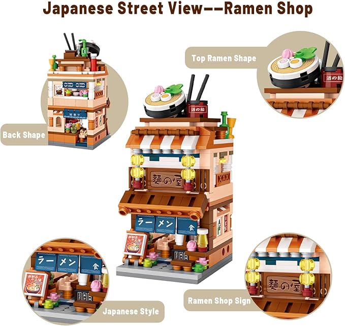 Japanese Street View Shop Bricks, Mini DIY Building Blocks Model MOC Construction Toy (Ramen Shop)