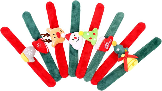 Christmas Decorations Christmas Slap Bracelets for Kids Bulk Wristbands Christmas Decor Christmas Bracelets with Christmas Santa Deer Christmas Tree Hat Slap Gifts