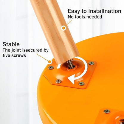 RUYU Wooden Kids Stool for Sitting, Solid Hard Wood Fruit Stool, 10 Inch Milking Stool, Vanity Stool for Kids, Bedroom, Playroom, Orange Furniture Stool for Children, Adults Boys, Girls