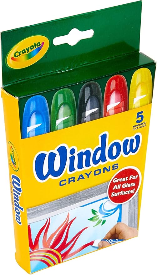 Crayola Washable Window Crayons, Glass and Window Art Supplies, Assorted Colors, 5 Count, Gift for Boys & Girls