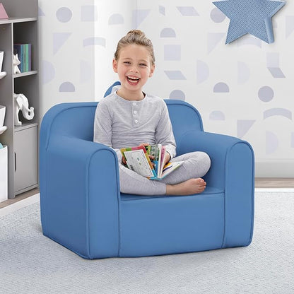 Delta Children Cozee Chair -Foam Kids Chair for Ages 18 Months and Up, Indigo