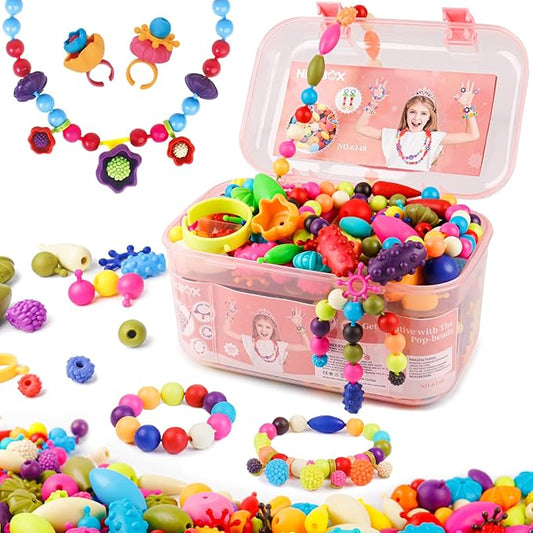 NEXBOX Girls Crafts Jewelry Making Kit for Toddlers - Pop Beads Toys Sets for Little Kids Age 3 4 5 6 Year Old, Ideas Birthday Gifts