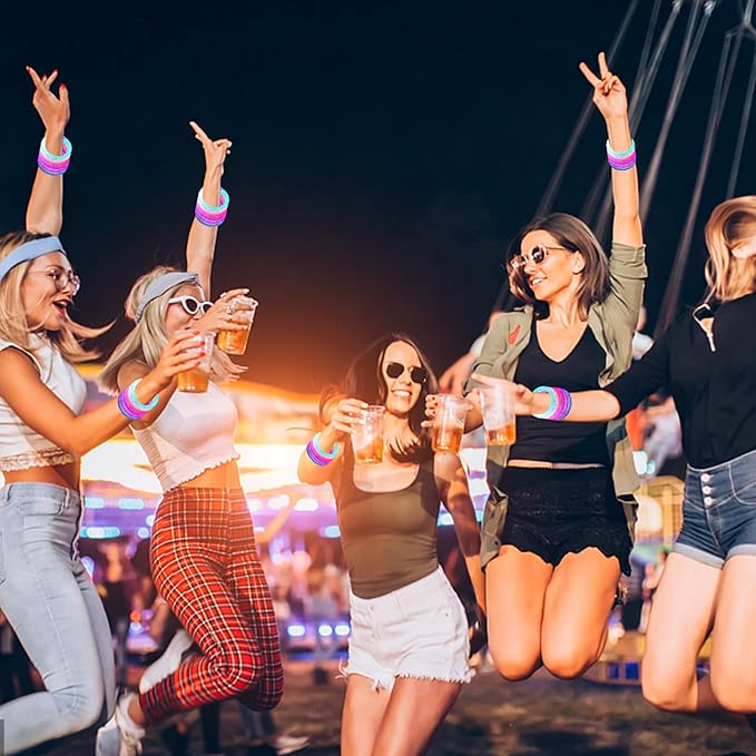 80 Pack LED Bracelets,6 Color Glow Bracelet Glow in The Dark Bracelets,Flashing Light Up Bracelet for Adults,Glow Stick Bracelet for Concerts Festivals Carnival Rave Neon Party Supplies