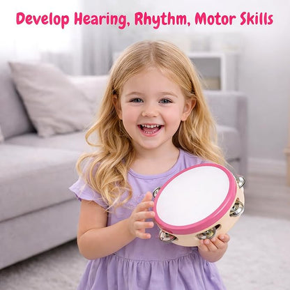 Stoie's Wooden Toddler Musical Instruments with Xylophone, Maracas, Triangle, Tamburine for Babies and Kids, Eco Friendly Montessori Educational Toy