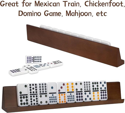 Domino Racks 4packs - Authored Design Nut Brown Tile Holders for Dominoes Set Mexican Trains Mahjoon Chickenfoot