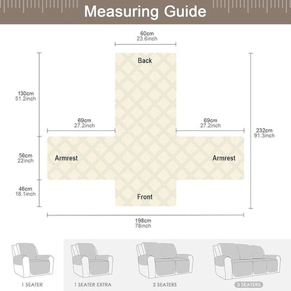 TAOCOCO 100% Waterproof Reclining Chair Cover, Non Slip Chair Covers for Recliners with Arms, Washable Recliner Chair Cover Furniture Protector for Kids, Pets(Recliner Chair, Taupe)